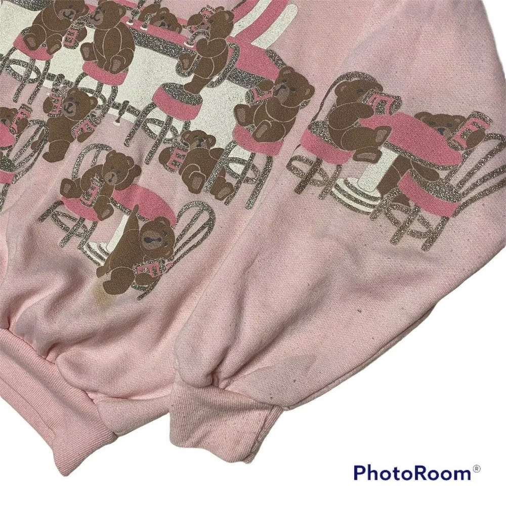 Vintage Spumoni Sweatshirt Teddy Bear Honey Light Funny Bar Beer Pink Glitter - Picture 4 of 7